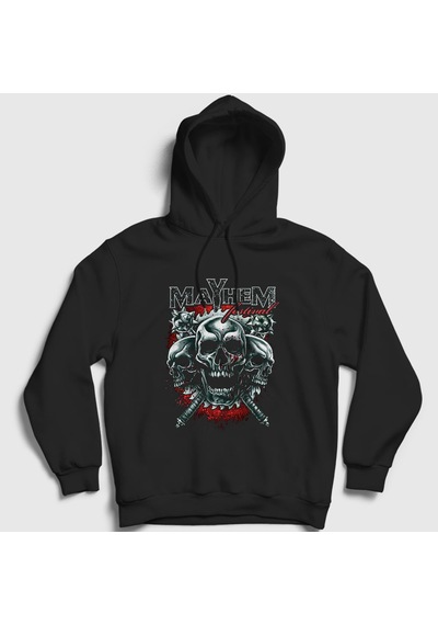 Presmono Unisex Festival Mayhem Kapüşonlu Sweatshirt Siyah