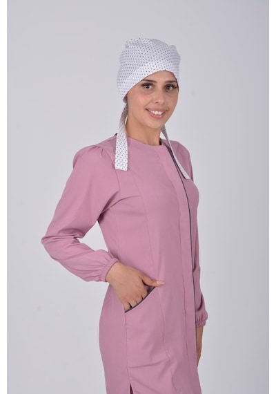 Pudra Soft Likra Hemşire Doktor Tesettür Alt Üst Takım Üniforma
