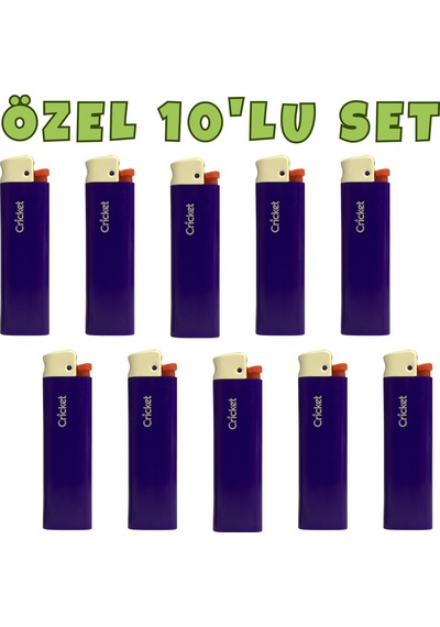 Cricket Cep Boy Taşlı Çakmak Mum Alev 10 Lu Set Lacivert Renk