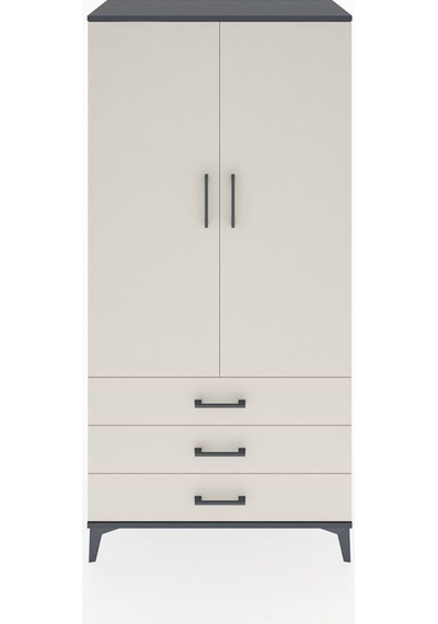 Hyperion Dolap Tek Raflı 3 Çekmeceli Tek Askılı 88x44x182 Antrasit-aytaşı Antrasit
