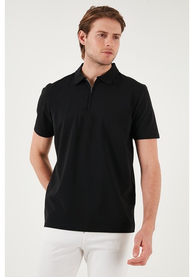 Buratti Pamuklu Regular Fit Yarım Fermuarlı Erkek Polo Yaka T Shirt 5902972 Siyah