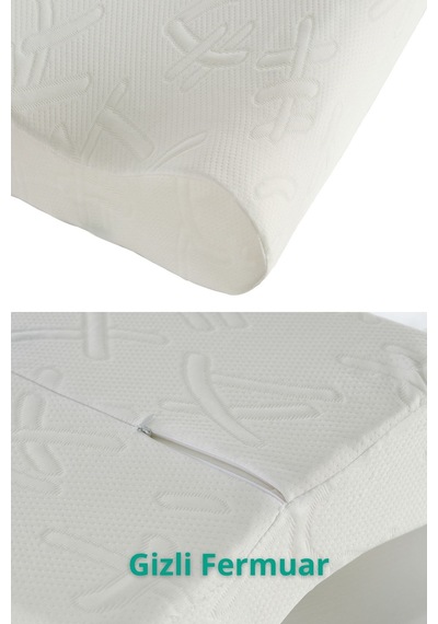 Rudu Japon Yastık Kılıfı Çift Taraflı Visco Visko 51x41x13-11cm Beyaz