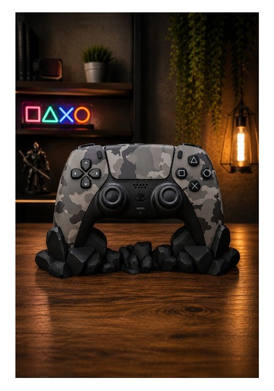 Veriqo 3d Ps5 Uyumlu Gamepad Standı Kristal Tasarımlı Oyun Kolu Tutucu Masaüstü Controller Standı Siyah