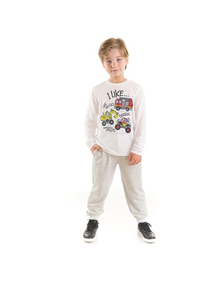Denokids İnşaat Araçları Erkek Çocuk T-shirt Pantolon Takım Çok Renkli