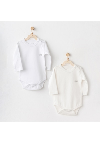 Bebek Body 2 Pcs Long Sleeve Body Basıc Ecru Whıte