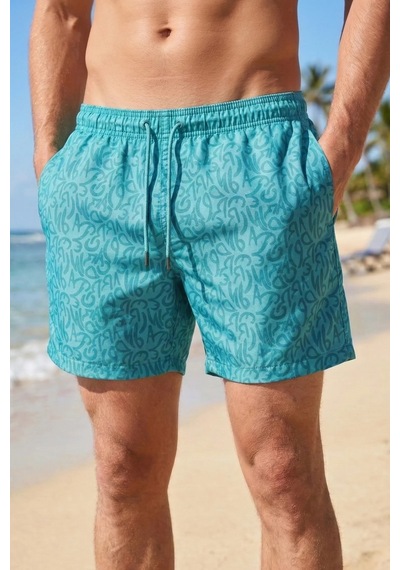 Lugmo Erkek Deniz Şortu Cepli Pamuklu Polyester Su Yitici Tahriş Etmeyen Astar Desenli Turkuaz Bs-233 Lugmo Erkek Deniz Şortu Cepli Pamuklu Polyester Su Yitici Tahriş Etmeyen Astar Desenli Turkuaz Bs-233