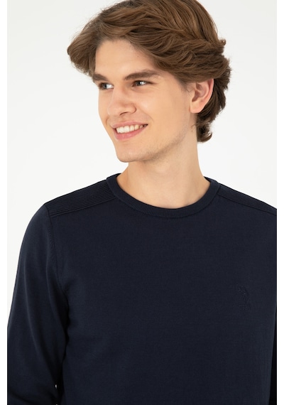 U.S. Polo Assn. Erkek Slim Fit Bisiklet Yaka Lacivert Basic Kazak 50288888-VR033