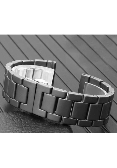 Samsung Uyumlu Galaxy Watch 42mm 20mm Mat Seramik Metal Frm Kordon Parlak Siyah