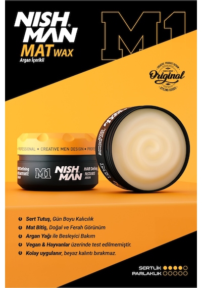 M1 Argan Özlü Mat Görünümlü Saç Şekillendirici Wax - 100 Ml