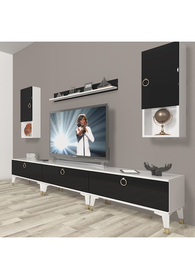 Decoraktiv Eko 270da Mdf Gold Tv Ünitesi Tv Sehpası Beyaz - Siyah