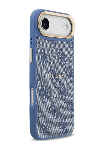 Apple Uyumlu iPhone 17 Air Kılıf Guess Lisanslı M-safe Şarjlı Gold Kamera Çerçeveli Pu Deri Yazı Logolu Mavi Mavi