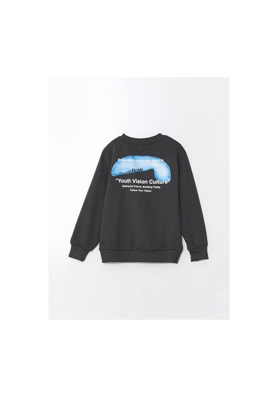 LC Waikiki Lcw Kids Antrasit Bisiklet Yaka Erkek Çocuk Sweatshirt Anthracıte