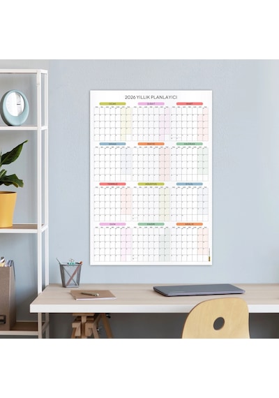 2027 Yıllık Planlayıcı Duvar Takvimi, Aylık Planlayıcı Takvim, Pastel Renkler