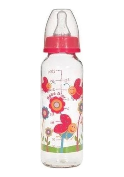 Bebedor 31302 Desenli Cam Biberon 250 Ml - Kırmızı Renkli Uğur Böceği