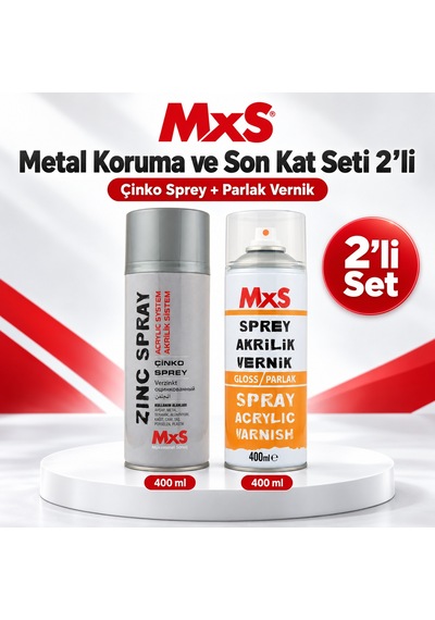 Mxs Metal Koruma Ve Son Kat Seti 2 Li Çinko Sprey + Parlak Vernik 400 Ml