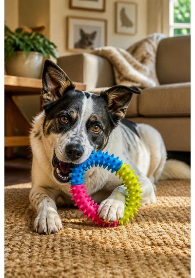 Köpek Diş Kaşıma Oyuncağı, Halka Formlu Çiğneme Ve Oyun Oyuncağı, Diş Eti Masajı Ve Günlük Aktivite İçin Dokulu Tasarım