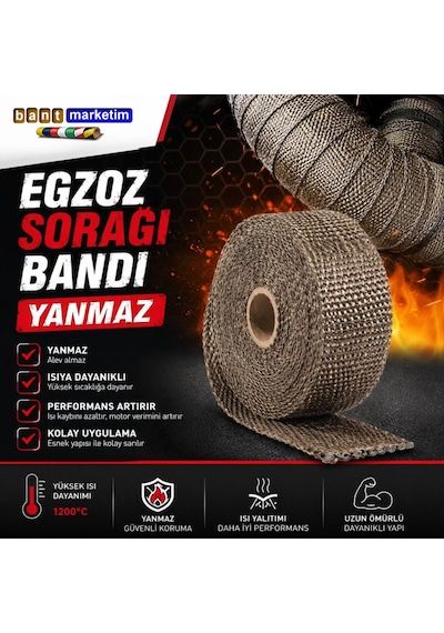 Egzoz Yanmaz Sargı Keçesi Egzoz Sargı Bandı Yanmaz Sargı Keçesi 10 Metre Kahverengi 2e762