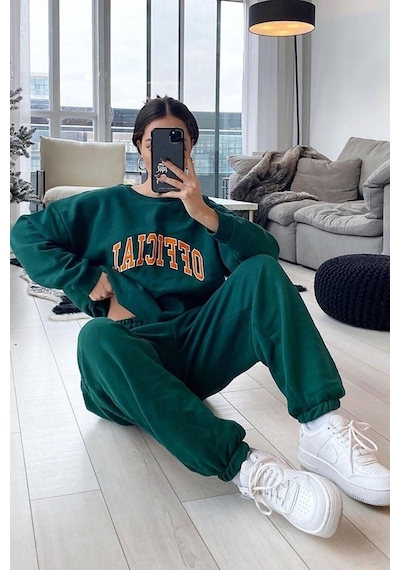 Official Eşofman Takımı Sweatshirt Jogger - Yeşil Baskılı Oversize Şardonlu Bisiklet Yaka Yeşil Official Eşofman Takımı Sweatshirt Jogger - Yeşil Baskılı Oversize Şardonlu Bisiklet Yaka Yeşil