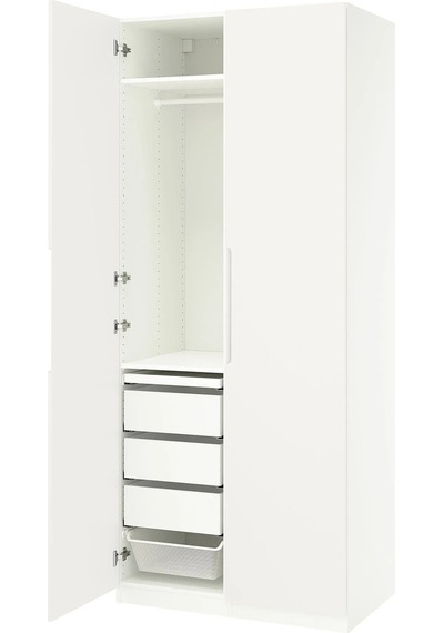 Ikea Beyaz Modern Kapaklı Gardırop Beyaz-kırık Beyaz