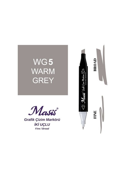 Çift Uçlu Marker Grafik Çizim Kalemi Wg5 Sıcak Gri
