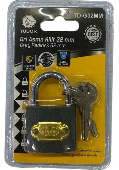 Mey İthalat Tudor 32 Mm Kısa Gri Asma Kilit
