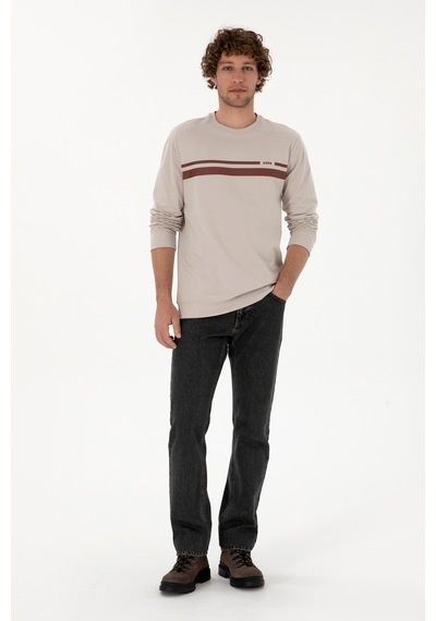 U.S. Polo Assn. Erkek Regular Fit Bisiklet Yaka Taş İnce Sweatshirt 50313801-VR049