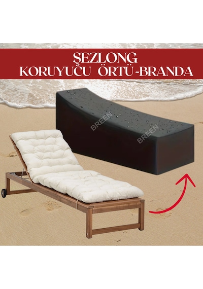 Siyah Şezlong Koruma Örtüsü, Koruyucu Kılıf, Su Geçirmez, Güneşten Korur, Toz Ve Kir Önleyici Branda Siyah