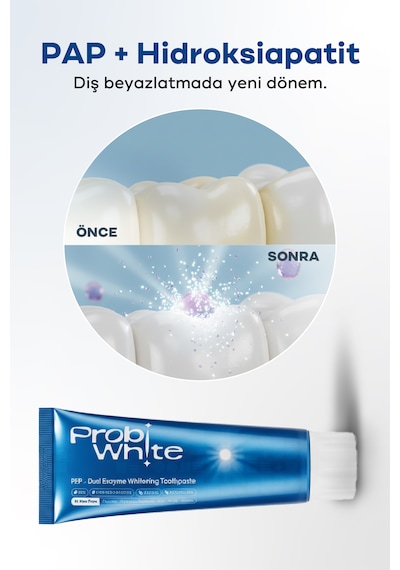 Probiwhite Beyazlatıcı Diş Macunu-pap Teknolojili,mikro Hidroksiapatit+enzim ,vegan Beyazlatma