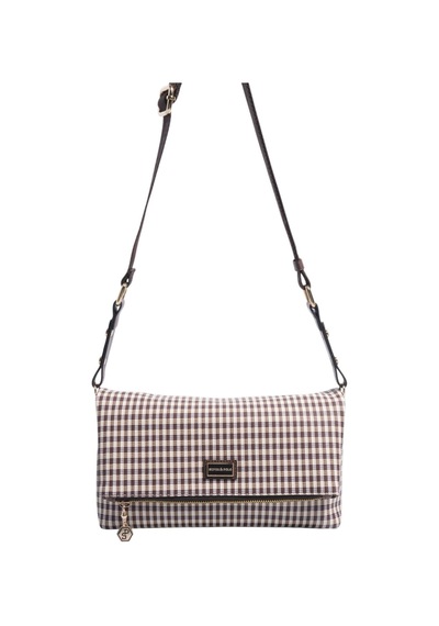 Silver Polo Sp1278 Kadın Çapraz Çanta Ekose Line Kare Kahve Sarı-kahve