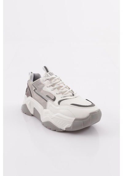 Dgn 65100-22y Kadin Bağcikli Kalin Taban Sneakers Ayakkabi 65100-2027-17061 Beyaz
