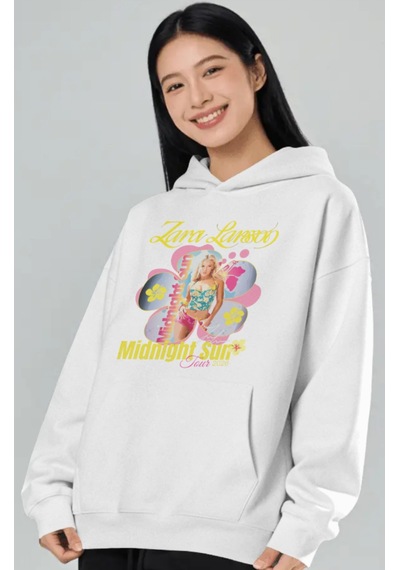Sevbano Zara Larsson Midnight Şarkıcı Ön Baskılı Unisex Oversize Premium beyaz