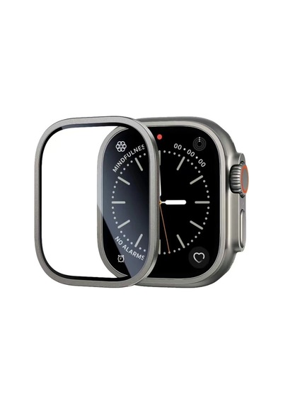 Watch Ultra 49mm Mkst Alm-01 Metal Çerçeveli Ekran Koruyucu - Gümüş