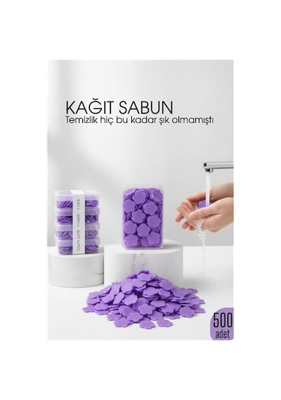 Zenvac Parfümlü Elde Eriyen Kağıt Sabun - 500 Lü Paket Sihirli Sabun Hijyenik Seyahat Kutusu 722444 Zenvac29 Renkli