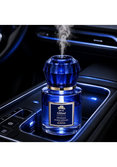 Auhma Af-13 120ml Şarjlı Ultrasonik Araç Koku Difüzörü Mavi Ambiyans Işıklı Forest Esans Aroma Yayıcı
