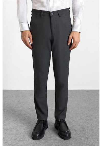Süvari Antrasit Slim Düz Twill Normal Bel Casual Pantolon Spn2020500035-s08