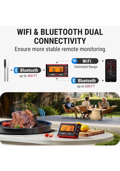 Thermopro Tp980 Tempspike Pro Wi-fi Ve Mobil Uygulama Destekli, Sınırsız Menzilli 4 Problu Dokunmatik Akıllı Barbek Diğer