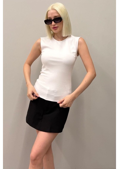 Seeh Beyaz Kadın Basic Slim Fit T-shirt Sh250