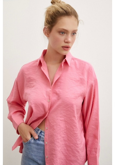 Never More Basic Modal Gömlek Pembe Pembe