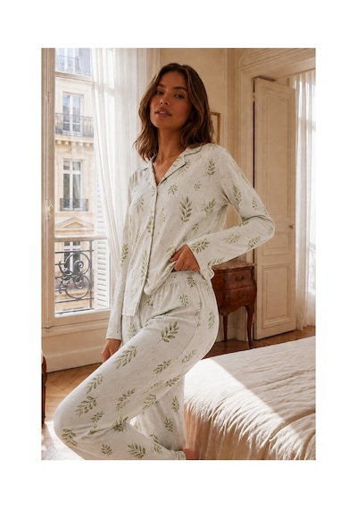 Fit Women Kadın Relax Fit Düğme Çağla Yeşili Pijama Takımı