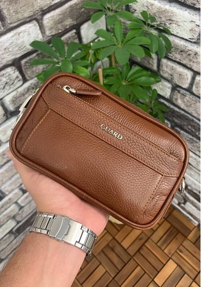 Guard Taba Hakiki Deri Şifreli El Çantası Erkek / Kadın P1692 Taba