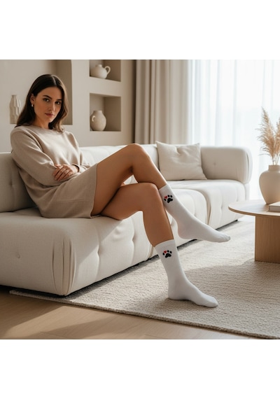 Gost Liria -5 Li Beyaz Figürlü Ribanalı Tenis Ünisex Çorap Beyaz