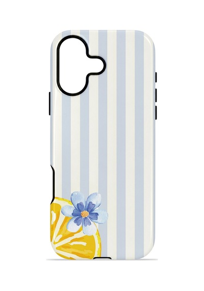 Apple iPhone Uyumlu 17 Vorian Çift Katmanlı Magsafe Kılıf Blue Lemon Blossom