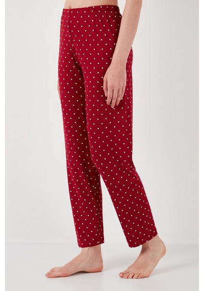 Lela Yumuşak Dokulu Bisiklet Yaka Bayan Pijama Takımı 6097605 Bordo