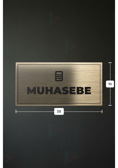 Muhasebe Yazılı - Metal - Gold Renk - Kapı İsimliği - 30x15 Cm