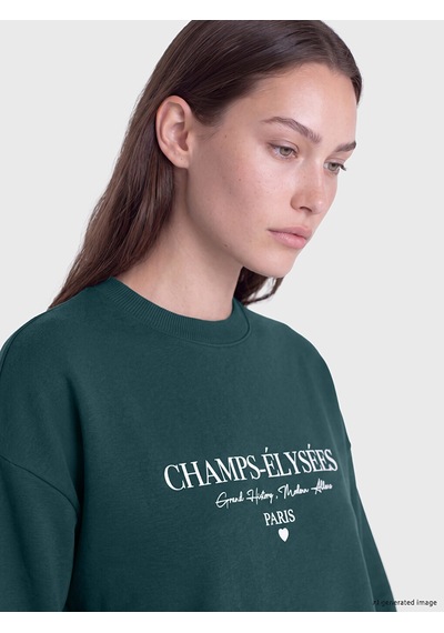 Lcw Modest Yeşil Baskılı Kadın Kalın Sweatshirt Tunik