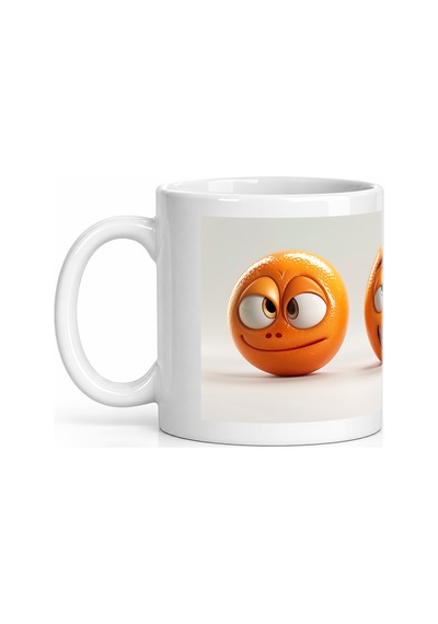Seramik Kupa Komik Portakal Karakterleri Baskılı 300 Ml Hediyelik Beyaz