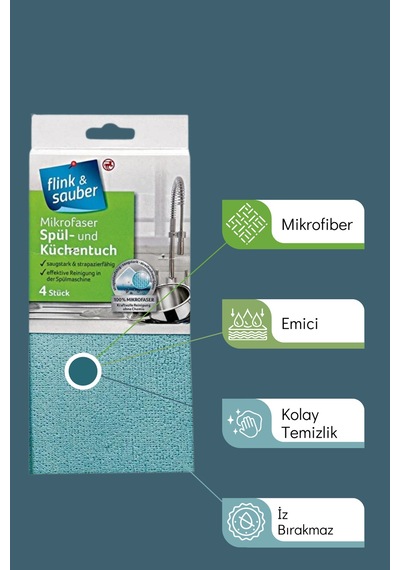 Grimorlife 4 Lü Ultra Emici Yumuşak Dayanıklı Mikrofiber Temizlik Bezi 21,5 X 21,5 Cm- İz Bırakmaz
