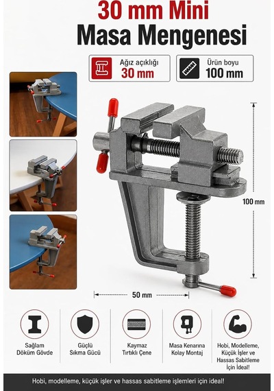 Zephoo Mini Masa Mengenesi 30 Mm Ağız Açıklığı Döküm Gövde Tezgah Mengenesi Hobi Modelcilik Elektronik Tamir T