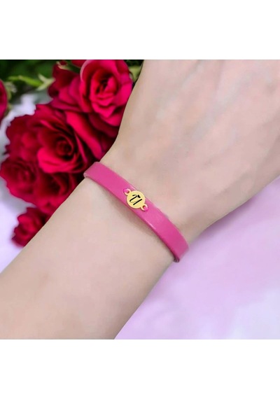 Archin U Harfine Özel Yuvarlak Motifli Pembe Derili 14 Ayar Altın Plakalı Hediye Bileklik-394harf U Archin U Harfine Özel Yuvarlak Motifli Pembe Derili 14 Ayar Altın Plakalı Hediye Bileklik-394harf U