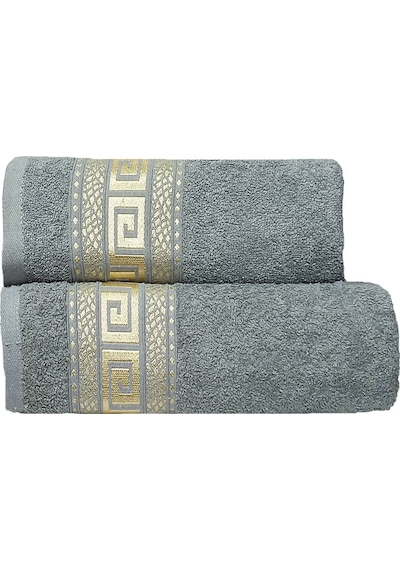 2 Parça Banyo Havlu Seti Helen %100 Pamuklu 70x140 Cm Gri